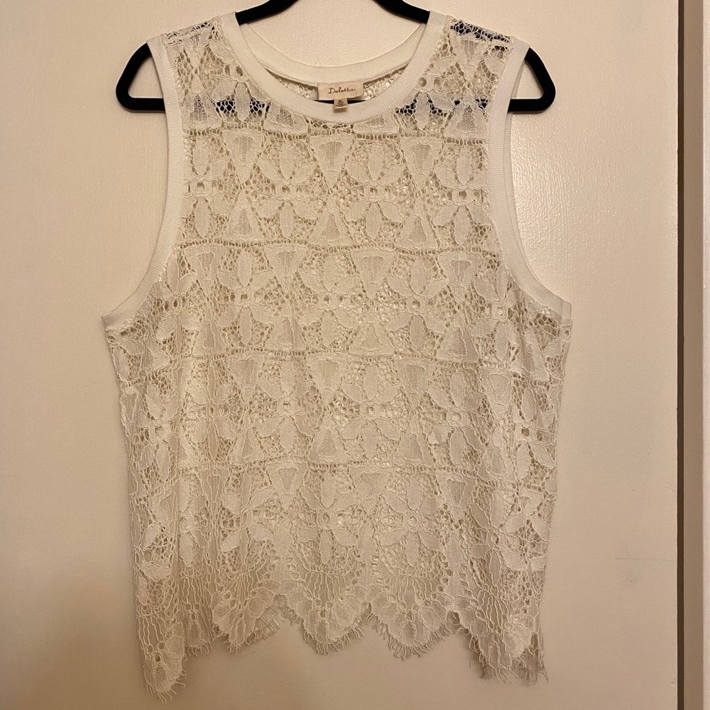 Anthropologie Bria Scalloped Lace Tank
